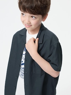 Linen Bend Open Collar Shirt Short Sleeve