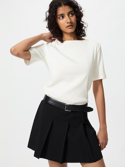 Ribbed Boat Neck T-Shirt