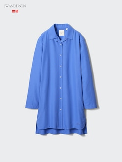 Open Collar Oxford Shirt Dress