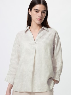 Premium Linen Skipper Collar 3/4 Sleeve Shirt