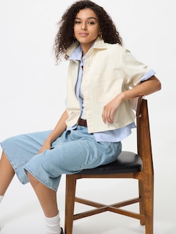 Denim Boxy Shirt Half Sleeve