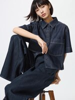 Denim Boxy Shirt Half
                                          Sleeve