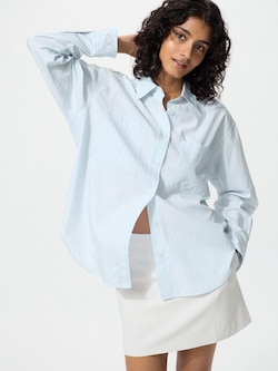 Cotton Oversized Shirt Long Sleeve (Striped)