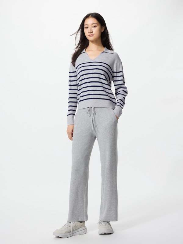 Washable Ribbed Knit Polo Sweater Border