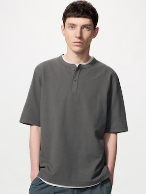 Dry Waffle Henley Neck T-Shirt