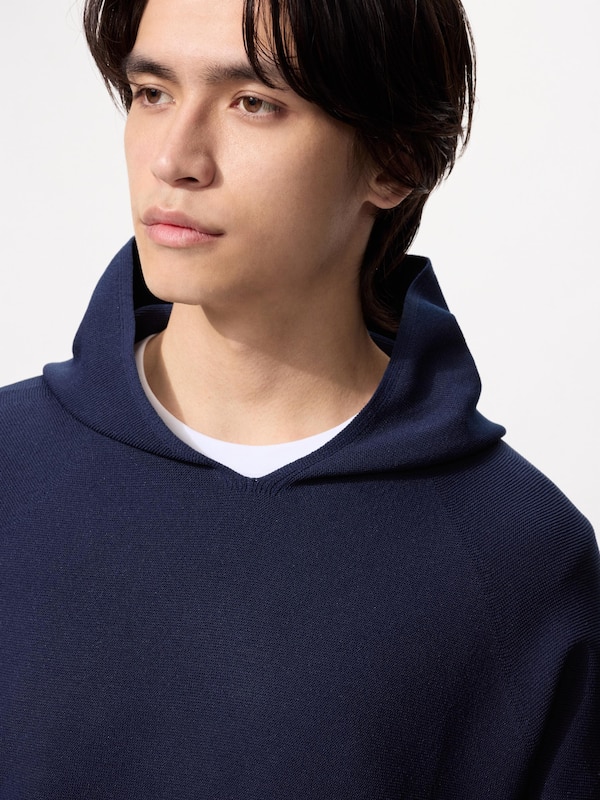 Washable 3D Knit Pullover Hoodie