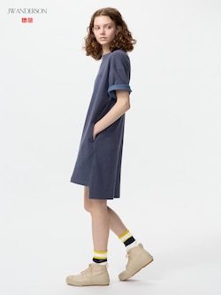 Oversized Bi Color T Dress Short Sleeve