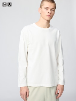 Washed Cotton Crew Neck T-Shirt Long Sleeve