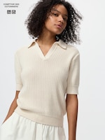 Cotton Pointelle Skipper
                                          Polo Sweater