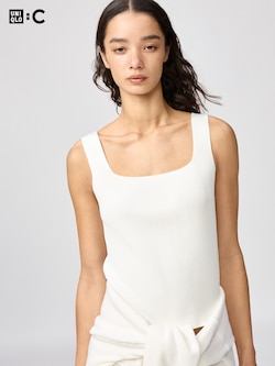 3D Knit Ribbed Square Neck Sweater