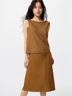 Linen Blend Midi Skirt