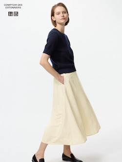 Linen Blend Flare Skirt
