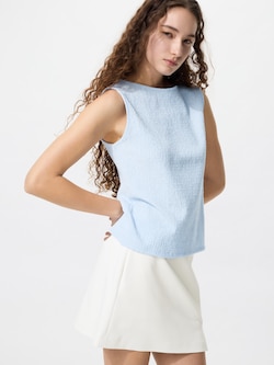 Shirring Boat Neck T-Shirt