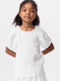 GIRLS Puff Sleeve T-Shirt Seersucker