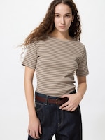 Ribbed Boat Neck T-Shirt