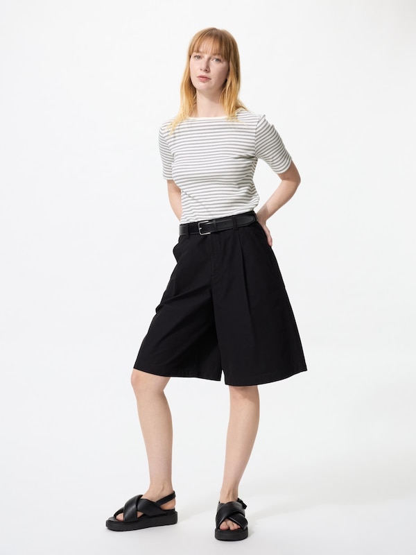 Ribbed Boat Neck T-Shirt