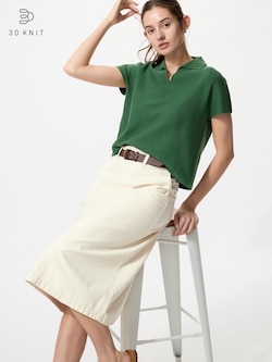 3D Knit Skipper Polo Sweater