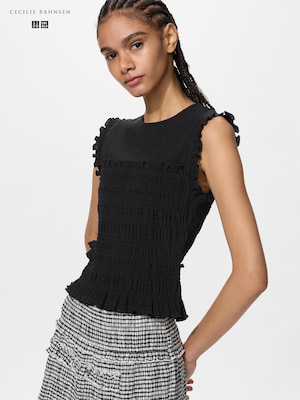Shirring Sleeveless T-Shirt