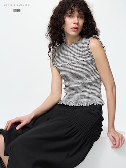 Shirring Sleeveless T-Shirt