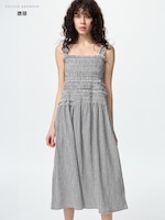 Shirring Sleeveless
                                          Dress