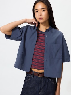 Nylon Boxy Short Shirt Half Sleeve