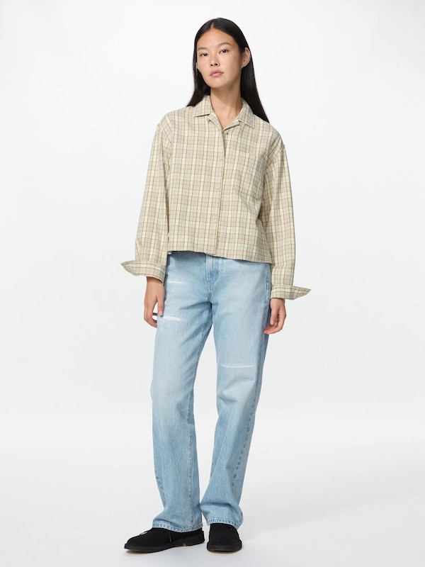Flannel Boxy Shirt Long Sleeve