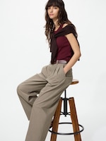 Smart Pleated Wide Pants (Check)