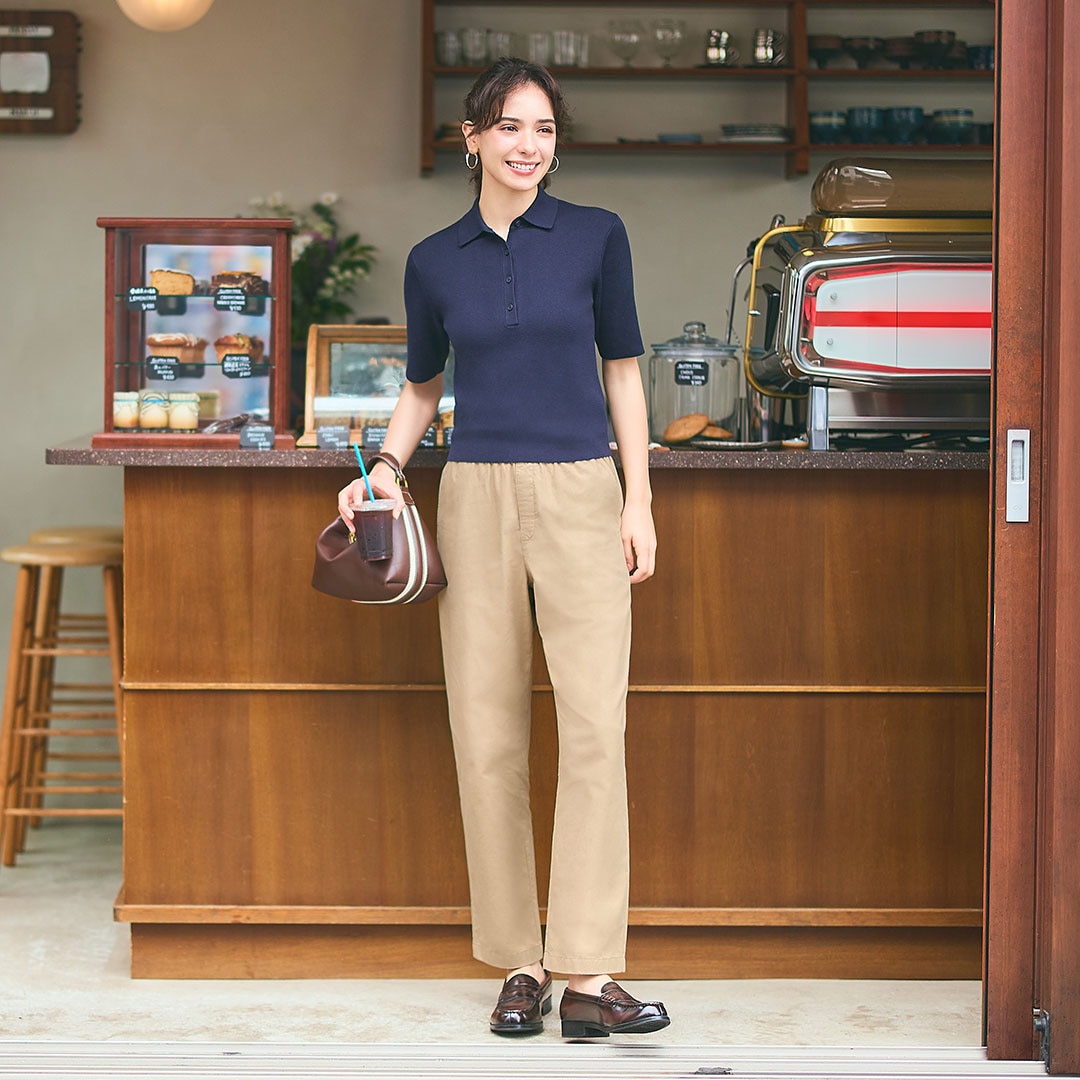 Cotton relaxed ankle pants