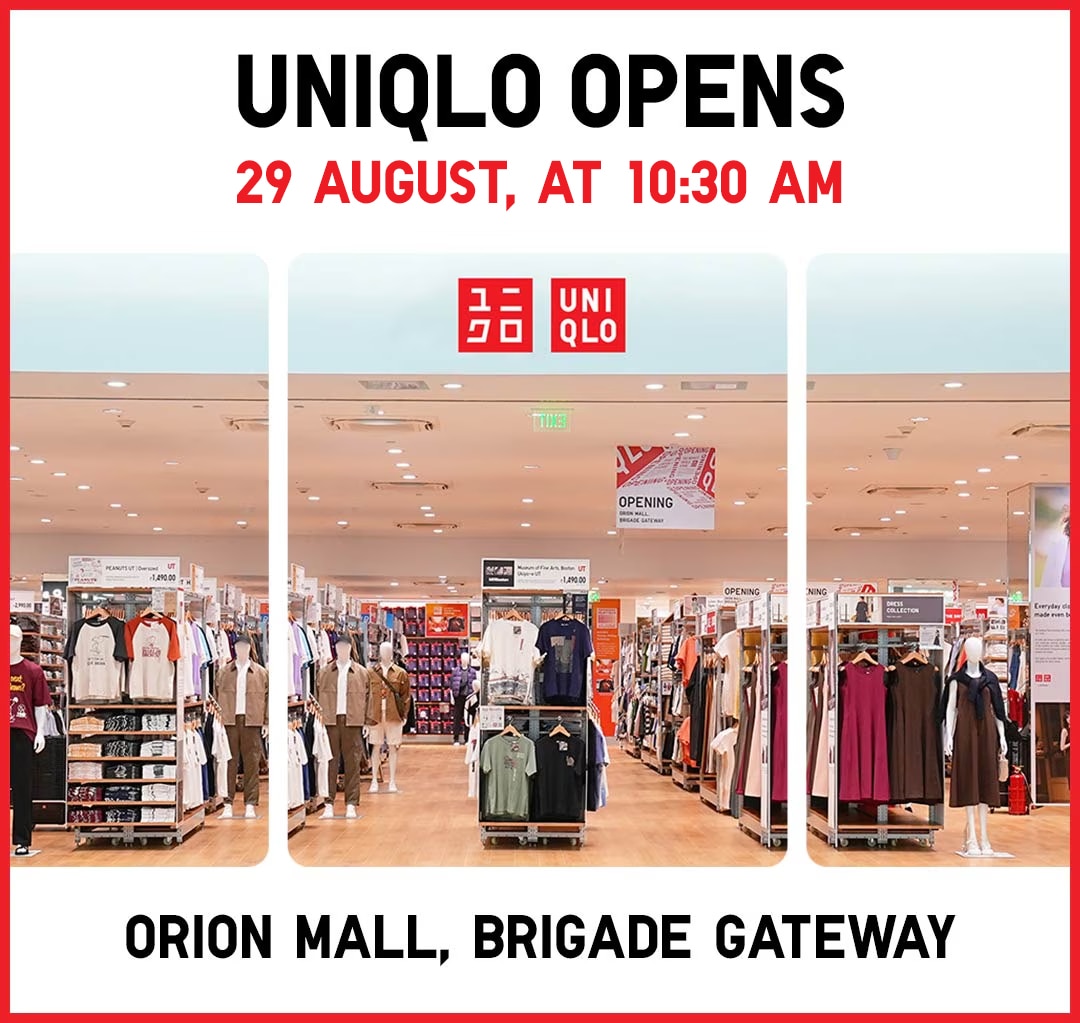 UNIQLO Orion Mall Brigade Gateway, Bengaluru Opens 29 August