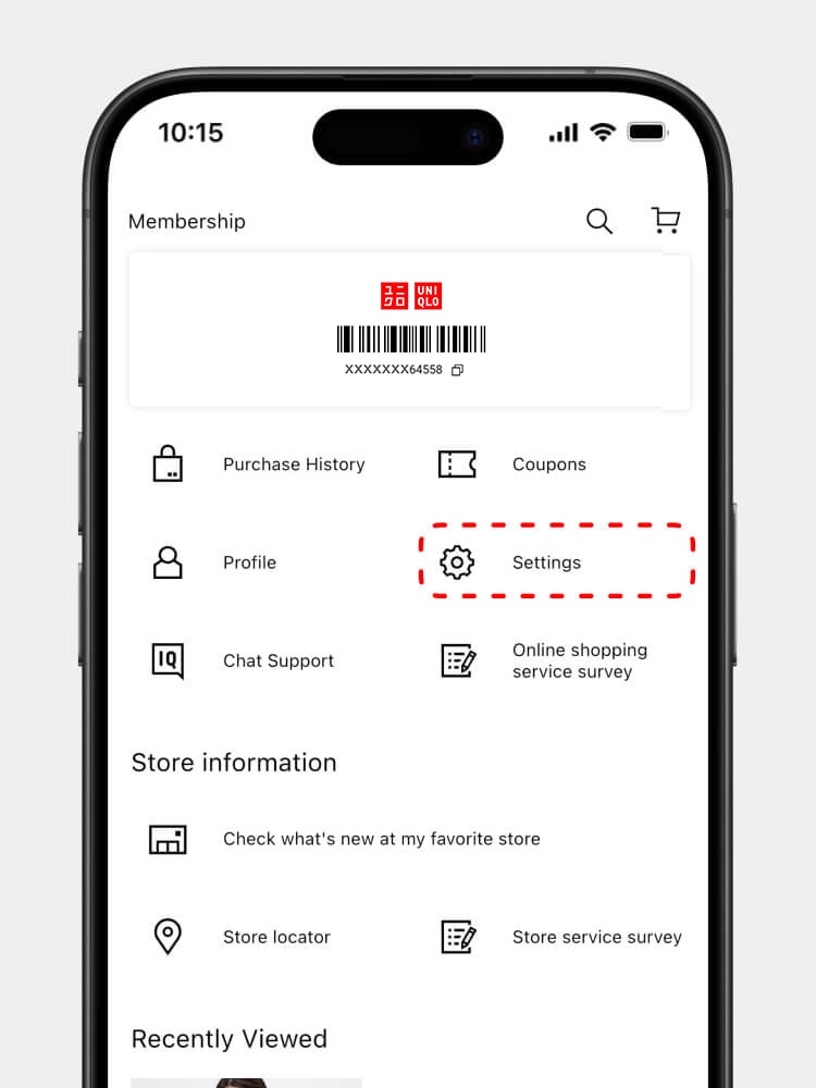 Tap on “Settings” on the My Account screen to see the default video playback setting.