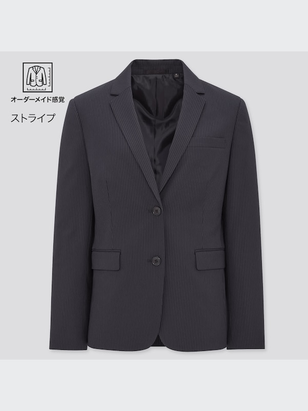 ストレッチテーラードジャケット（無地・ストライプ・2つボタン・ロング丈��）20年秋冬モデル
