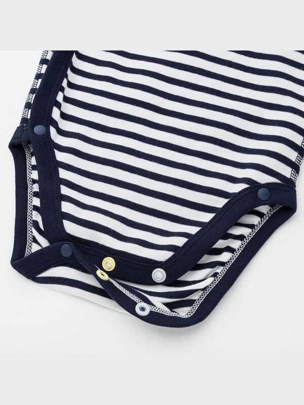 クルーネックボディ（ボーダー・長袖・前開き・2枚組）