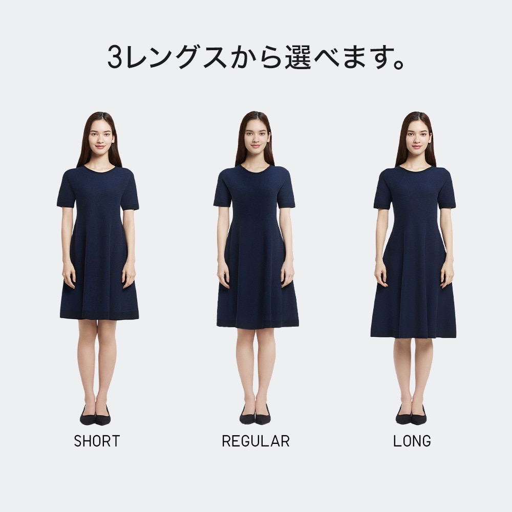 3dコットンフレアワンピース 半袖 ショート丈 77 5 87cm Women ユニクロ