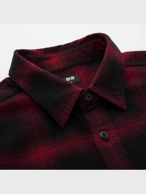 フランネルチェックシャツ（レギュラーカラー・長袖）