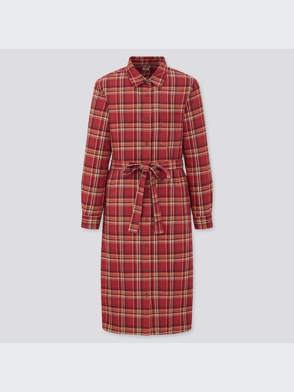 フランネルシャツワンピース（長袖）