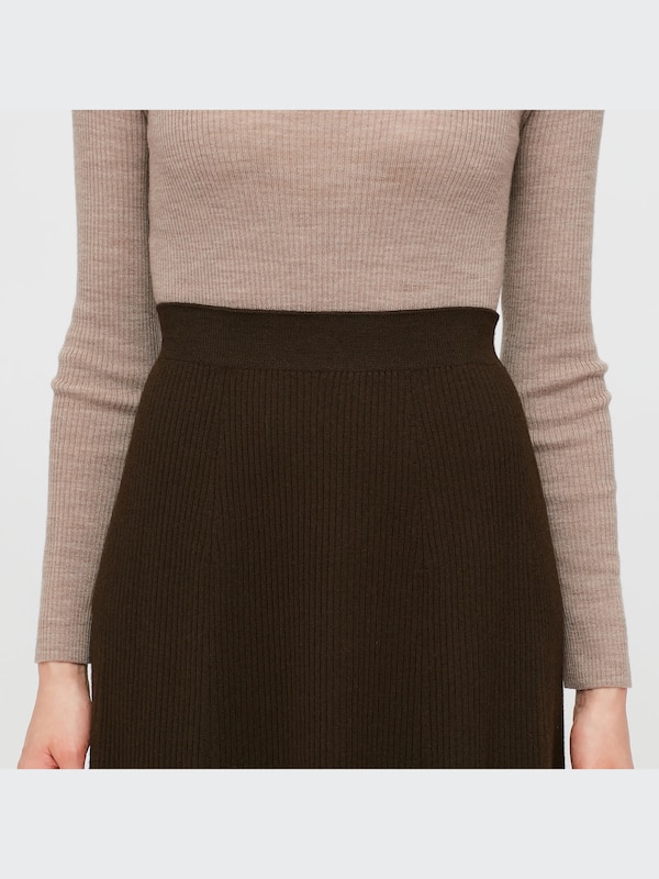 3Dエクストラファインメリノリブフレアスカート