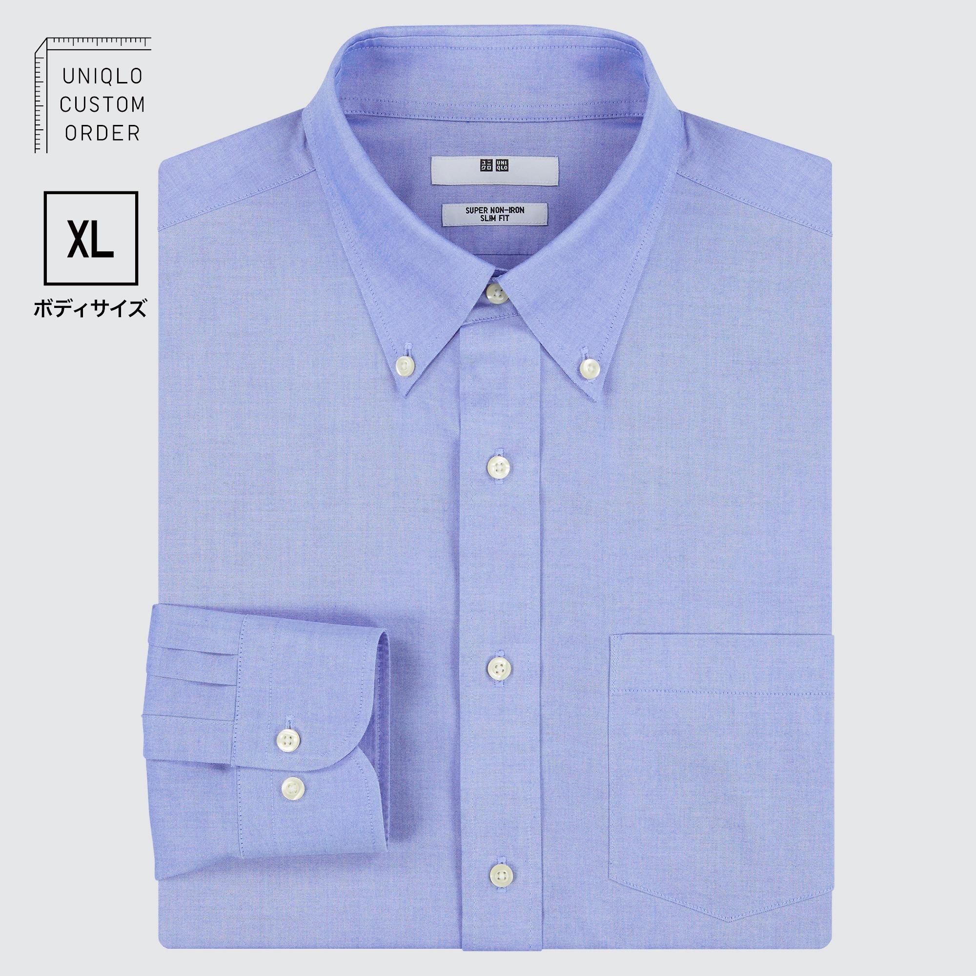 スーパーノンアイロンスリムフィットシャツ（ボタンダウンカラー・XLサイズ・長袖）
