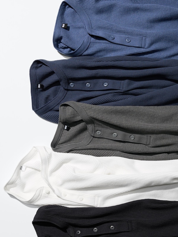 ワッフルヘンリーネックTシャツ