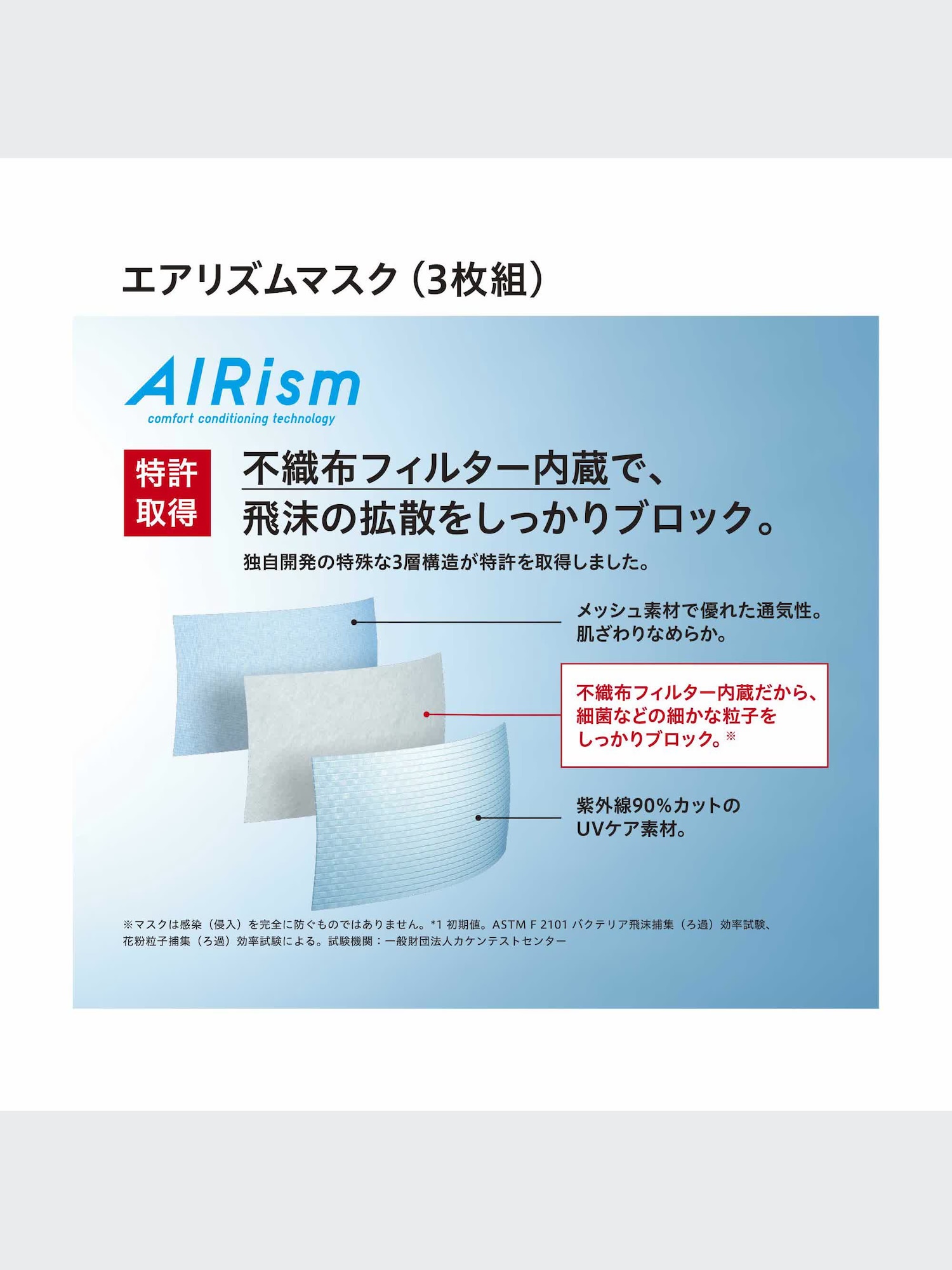ユニクロ公式 | エアリズムマスク（3枚組）不織布フィルター内蔵