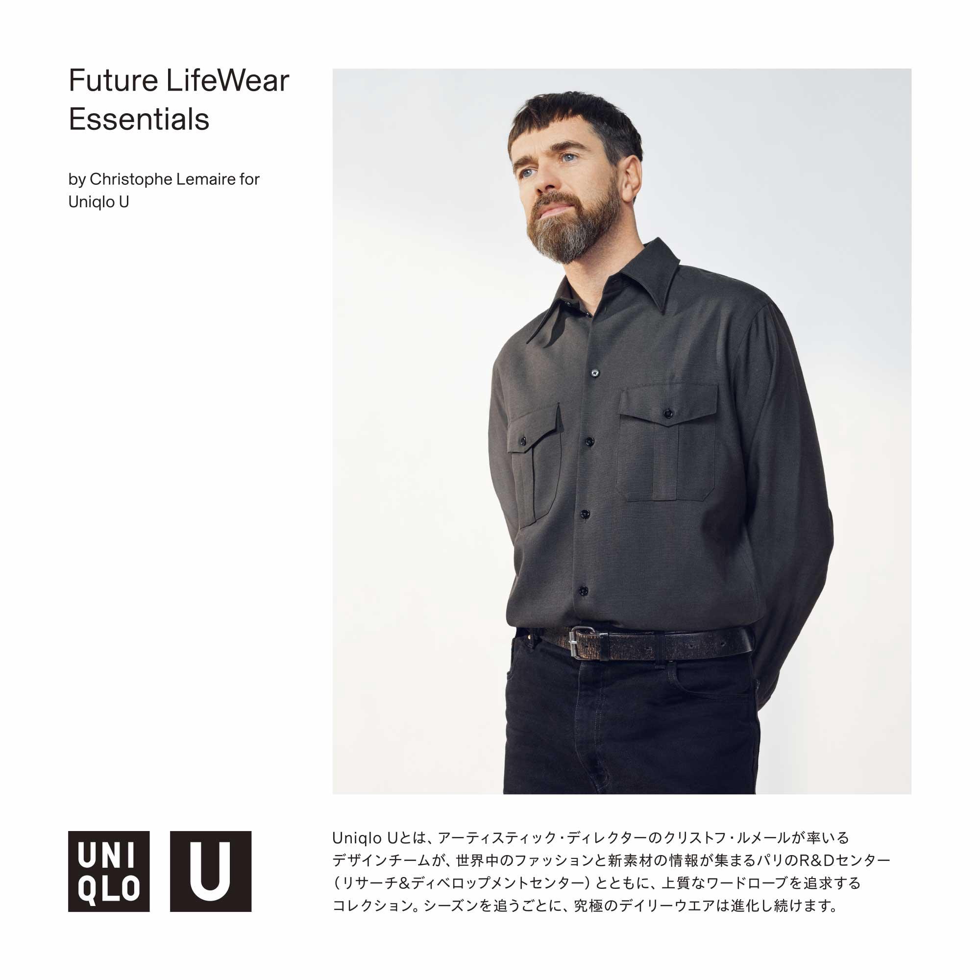 UNIQLO ユニクロU クルーネックT(長袖) カーキ XL ポケットあり - Tシャツ