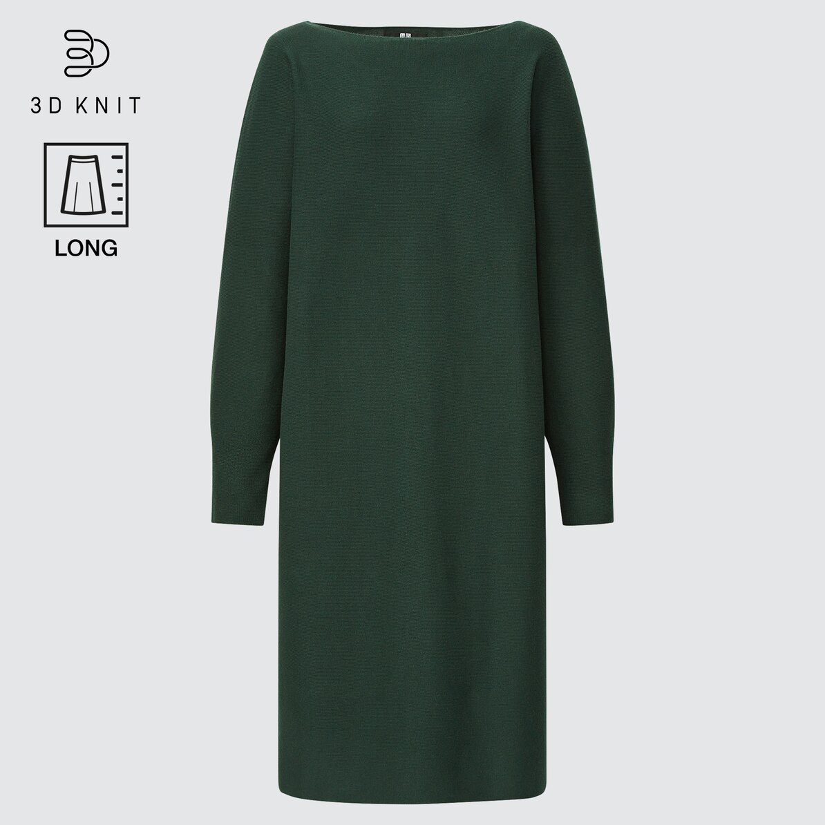 3dニットコットンボートネックワンピース 長袖 ロング丈 96 5 106 5cm Women ユニクロ