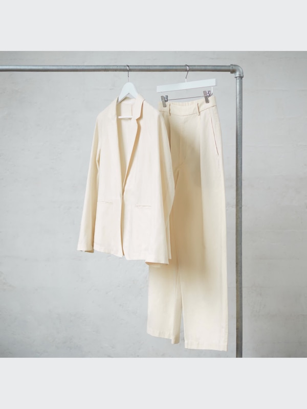 リネンブレンドタックワイドパンツ（丈標準67～69cm）