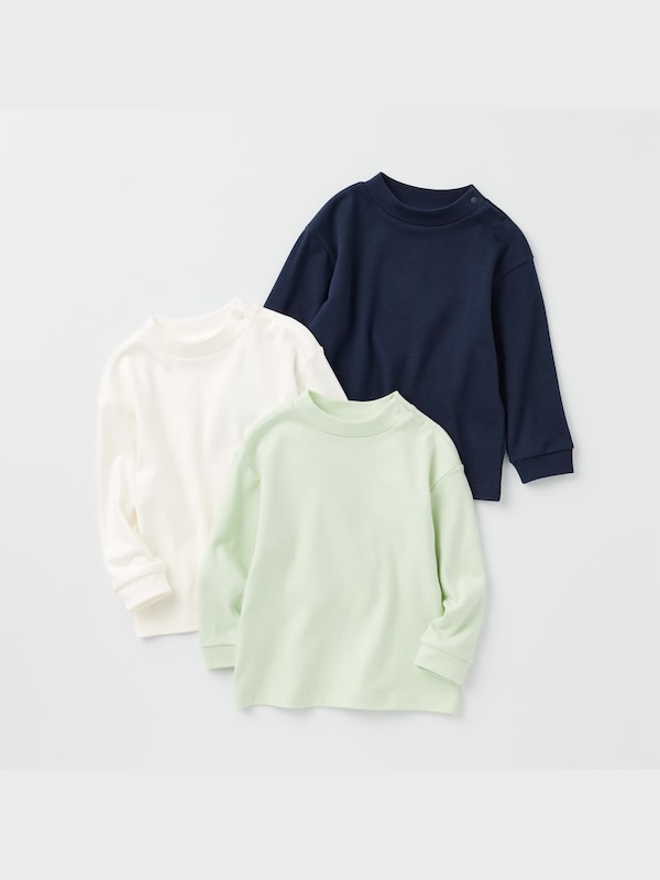 ソフトタッチコットンモックネックTシャツ（長袖）