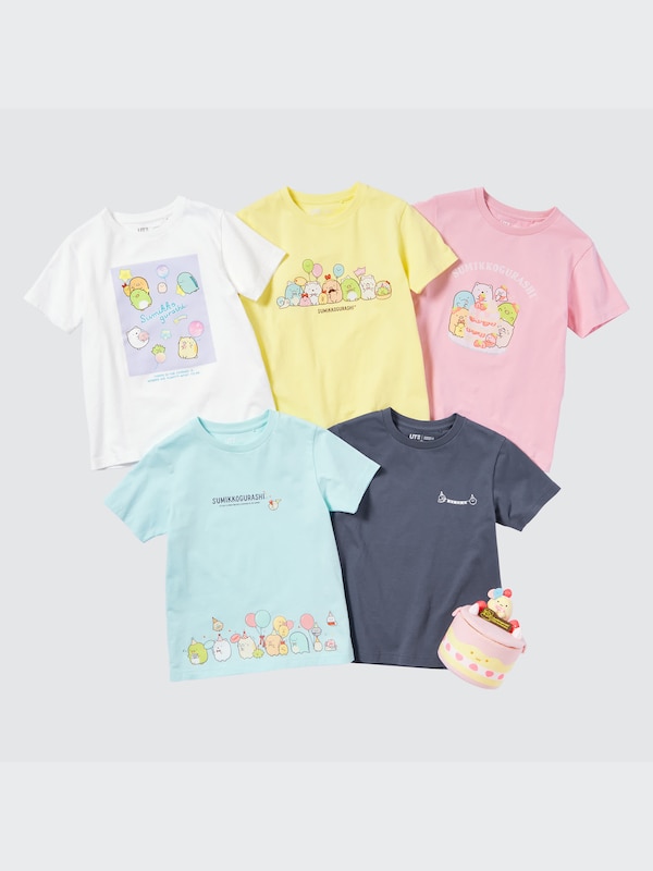 すみっコぐらし UT グラフィックTシャツ コンプリートセット（半袖） シーンぬいぐるみ（たぴおかケーキ）付き
