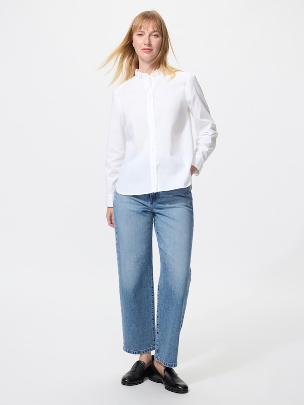 コットンストレッチフリルシャツ