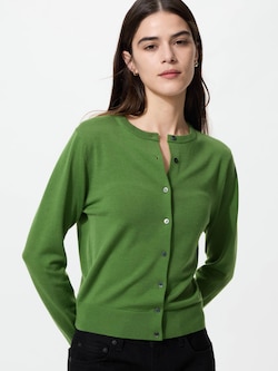 メリノクルーネックカーディガン