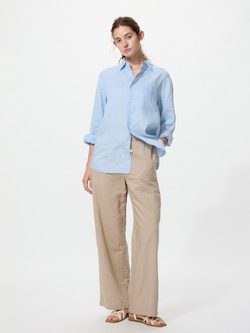 リネンブレンドイージーパンツ丈長め