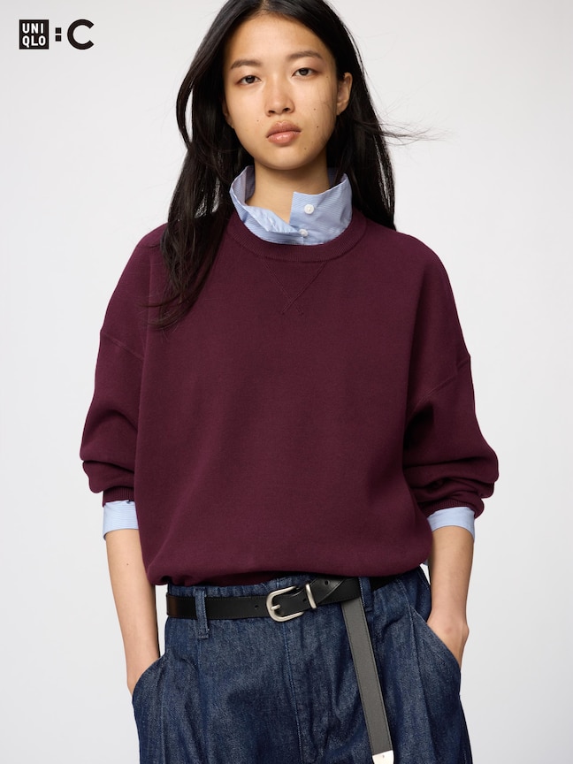 柔滑棉圓領針織衫(長袖)(UNIQLO：C)