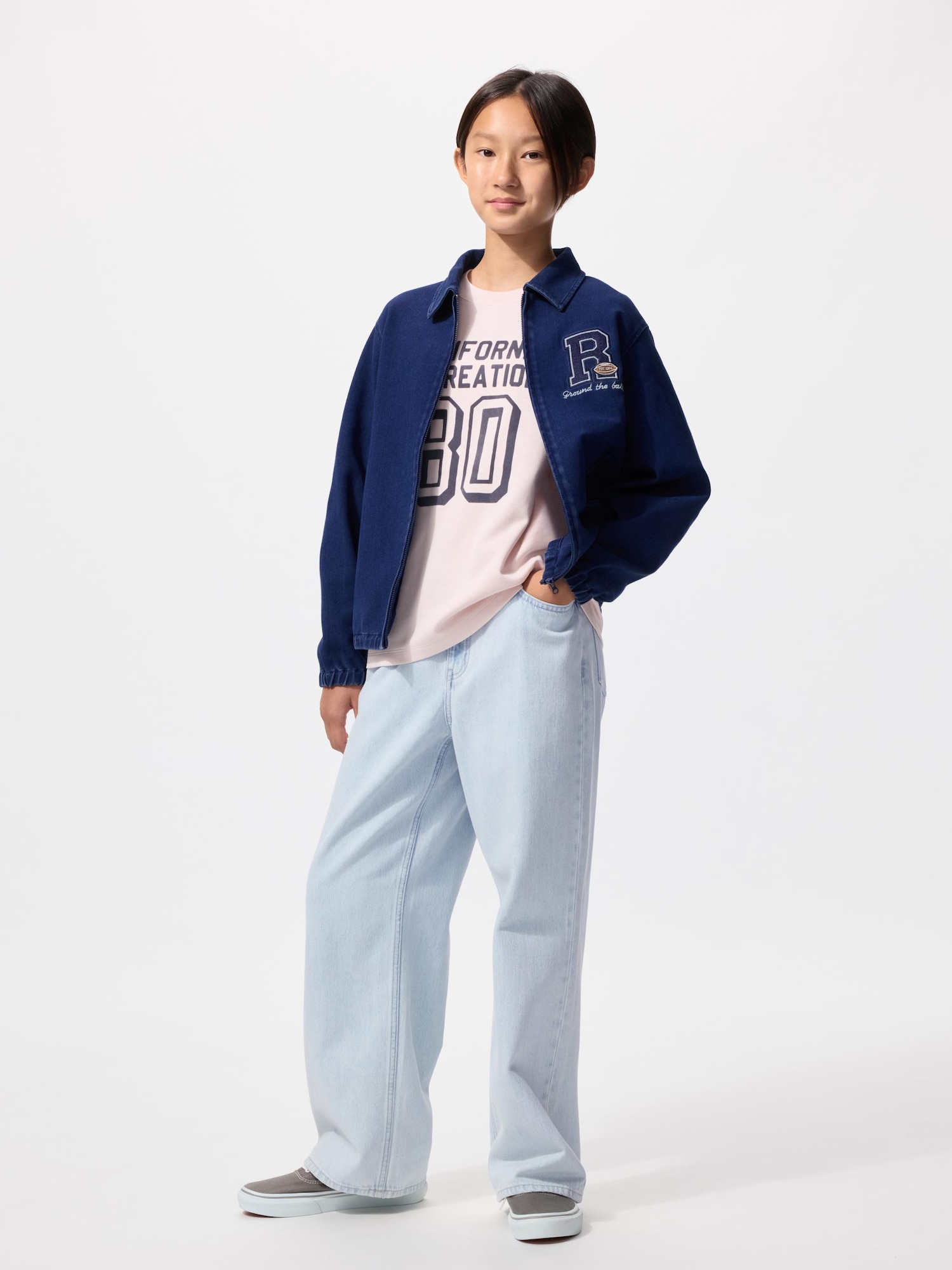 KIDS ワイドフィットジーンズ/ファスナー付 | UNIQLO UNIFORM