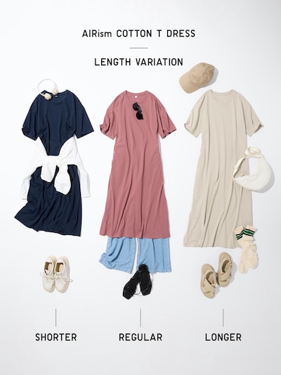 エアリズムコットンTワンピース/半袖/丈短め 4